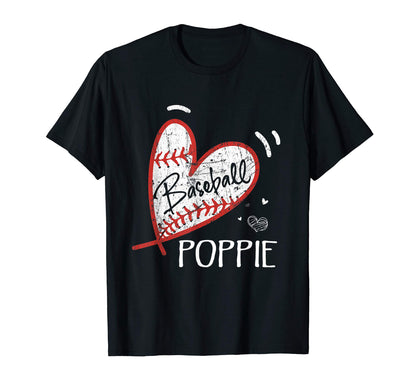 Baseball Poppie Grandpa Fathers Day T-Shirt - Custom Art Print for Adults - T-Shirt, Sweatshirt, Hoodie