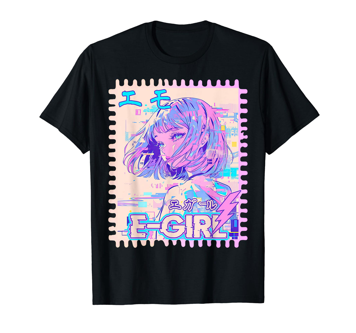 E Y2K Glitch Vaporwave Anime Aesthetic T-Shirt - Minimalist Print Unisex - T-Shirt, Sweatshirt, Hoodie