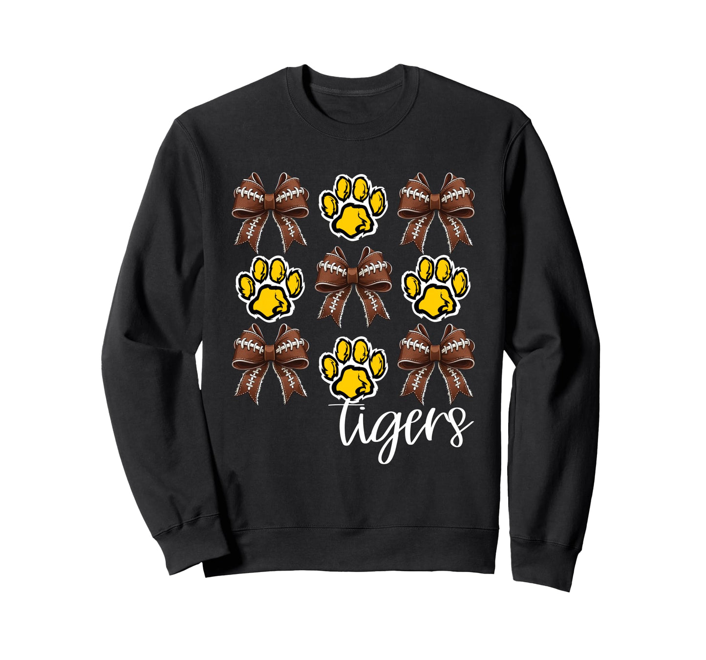 Tigers Football Mom Coquette Bows Sweatshirt - Novelty Apparel for Adults - T-Shirt, Sweatshirt, Hoodie