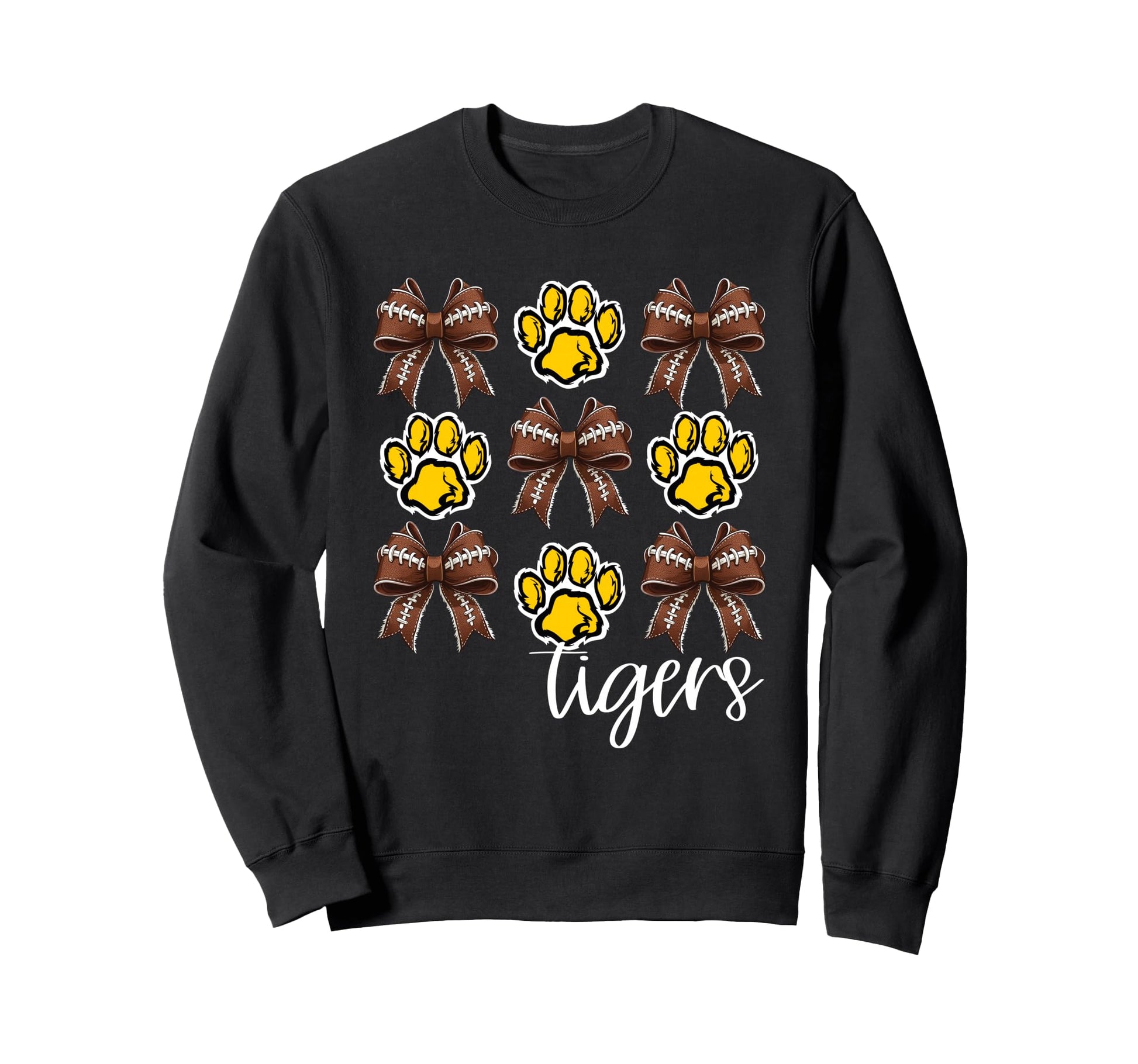 Tigers Football Mom Coquette Bows Sweatshirt - Novelty Apparel for Adults - T-Shirt, Sweatshirt, Hoodie