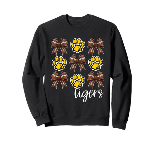 Tigers Football Mom Coquette Bows Sweatshirt - Novelty Apparel for Adults - T-Shirt, Sweatshirt, Hoodie