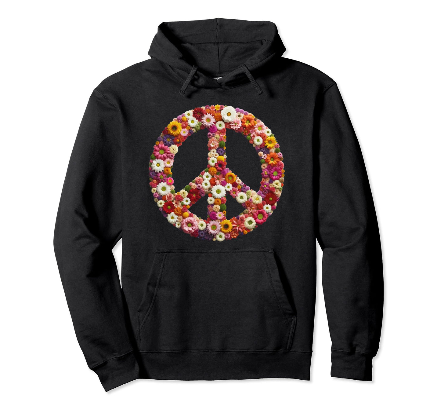 Sign Peace Love Flowers Hoodie - Graphic Print Men Women - T-Shirt, Sweatshirt, Hoodie