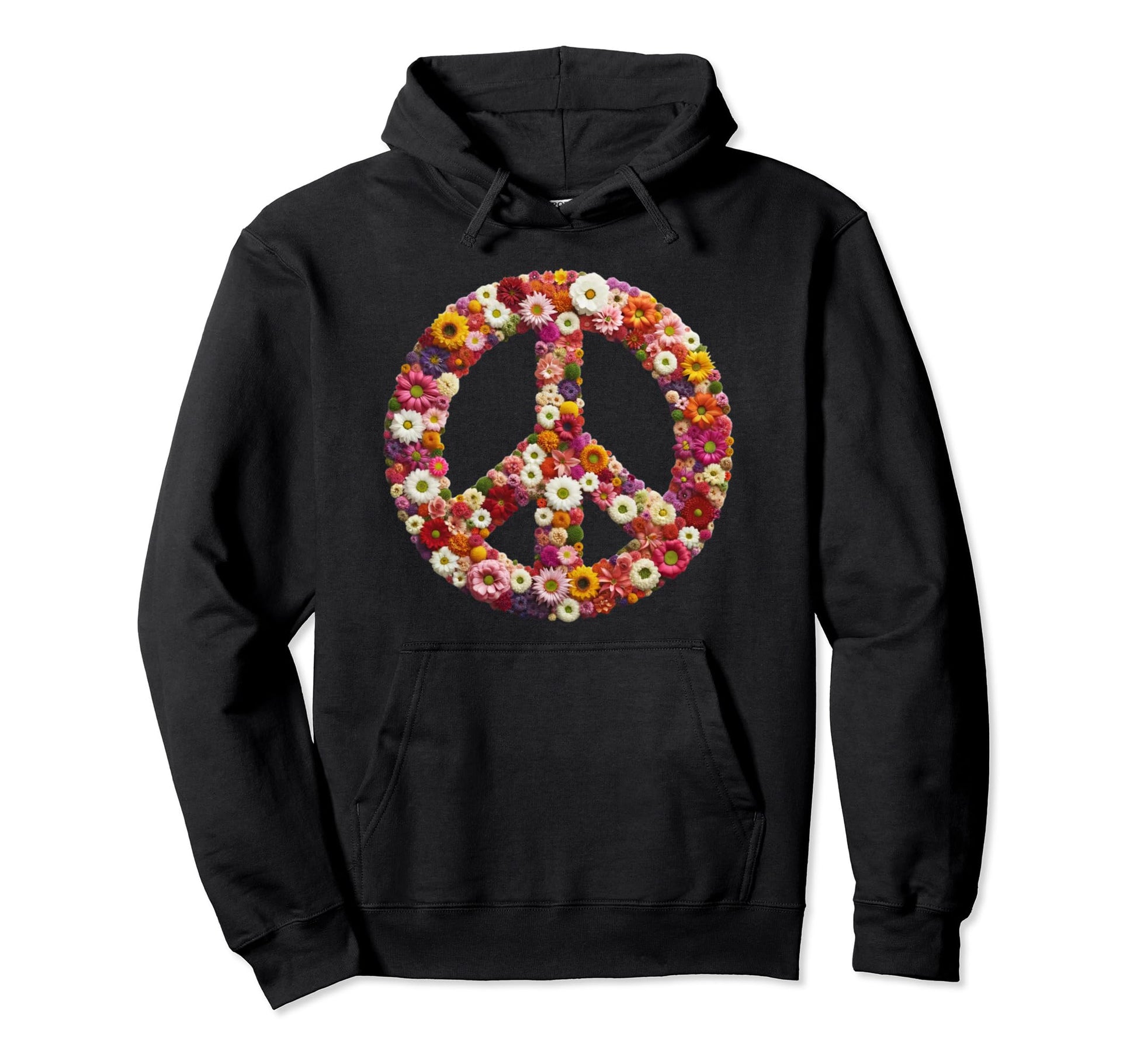 Sign Peace Love Flowers Hoodie - Graphic Print Men Women - T-Shirt, Sweatshirt, Hoodie