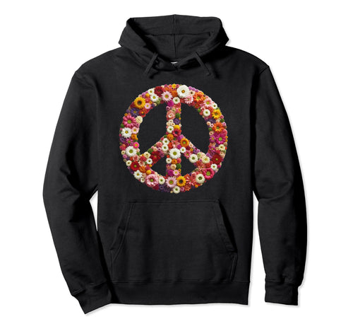 Sign Peace Love Flowers Hoodie - Graphic Print Men Women - T-Shirt, Sweatshirt, Hoodie