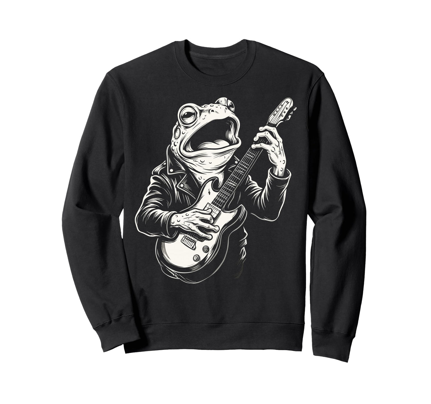 Funny Frog Playing Guitar Heavy Metal Sweatshirt - Custom Art Print Unisex - T-Shirt, Sweatshirt, Hoodie
