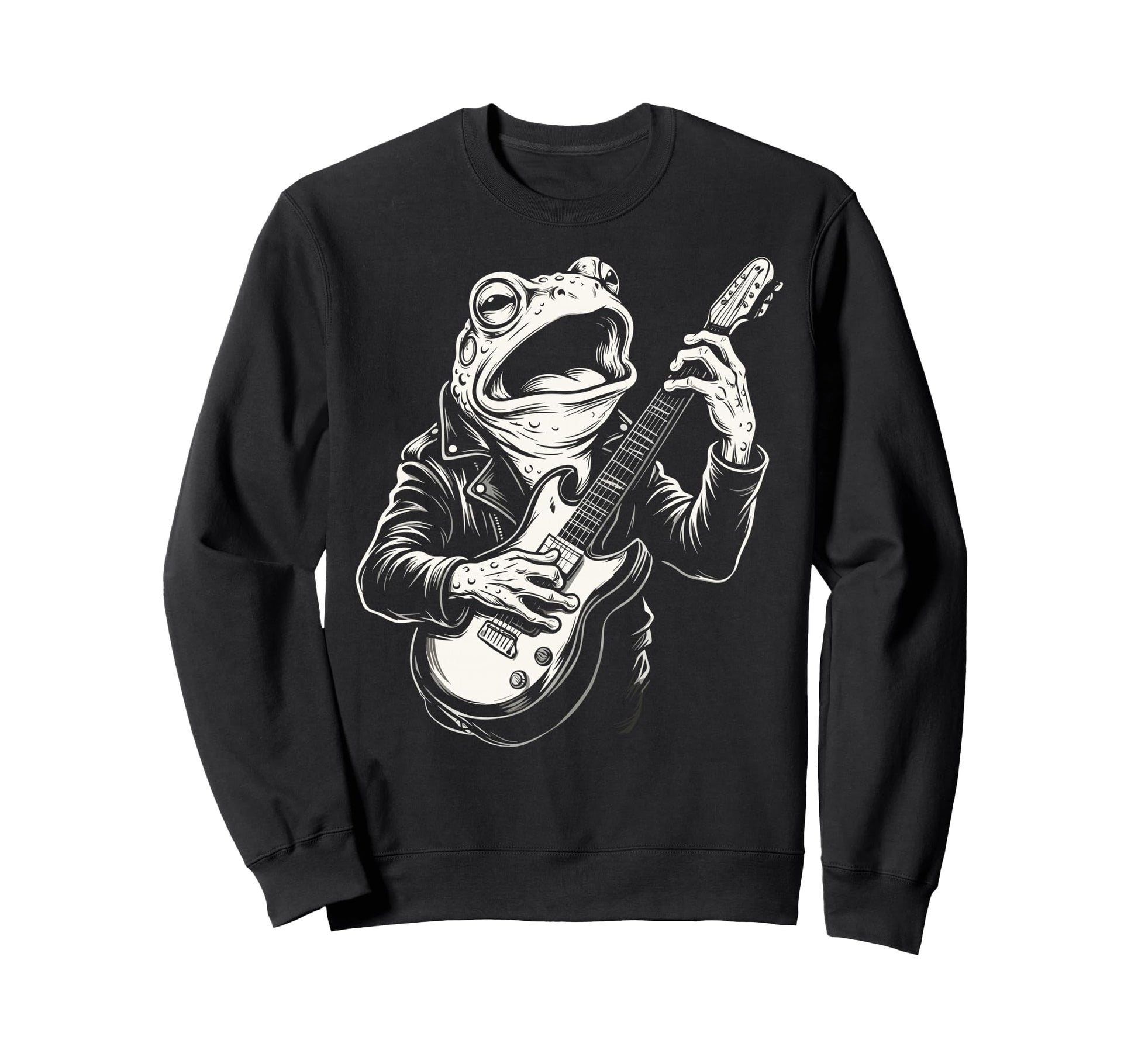 Funny Frog Playing Guitar Heavy Metal Sweatshirt - Custom Art Print Unisex - T-Shirt, Sweatshirt, Hoodie