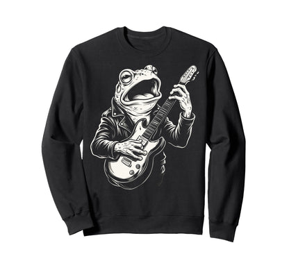 Funny Frog Playing Guitar Heavy Metal Sweatshirt - Custom Art Print Unisex - T-Shirt, Sweatshirt, Hoodie