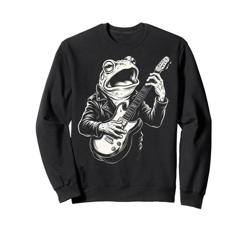 Funny Frog Playing Guitar Heavy Metal Sweatshirt - Custom Art Print Unisex - T-Shirt, Sweatshirt, Hoodie