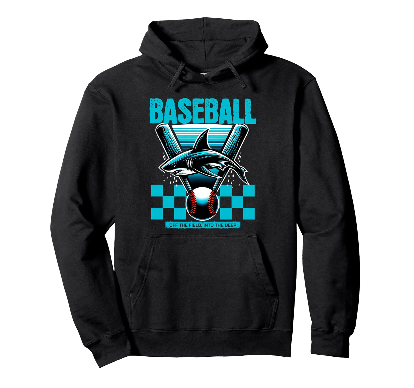 Baseball Shark Off Field Into Deep Hoodie - Custom Art Print for Adults - T-Shirt, Sweatshirt, Hoodie