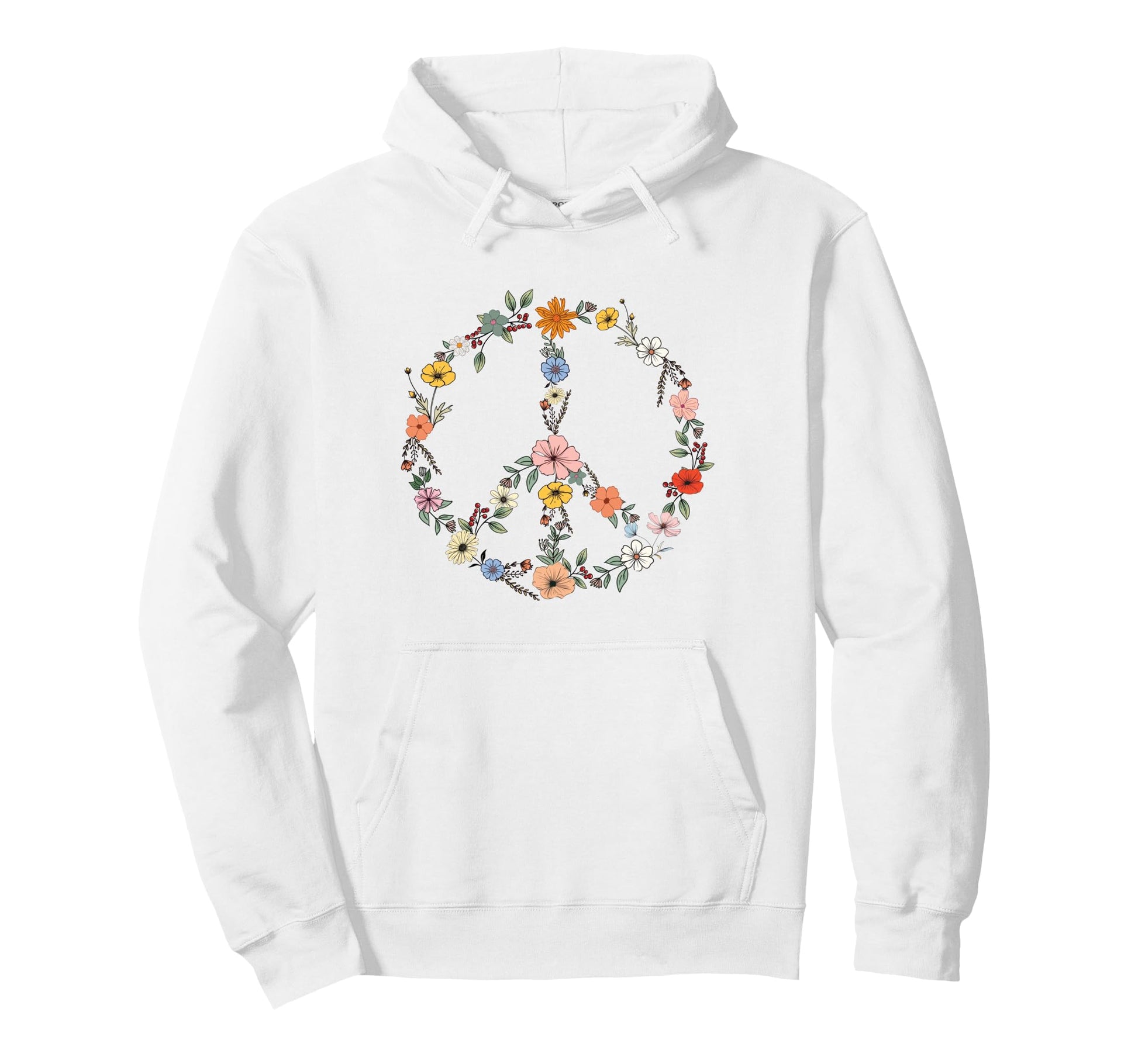 Floral Peace Sign Boho Teens Trendy Hoodie - Graphic Print for Adults - T-Shirt, Sweatshirt, Hoodie