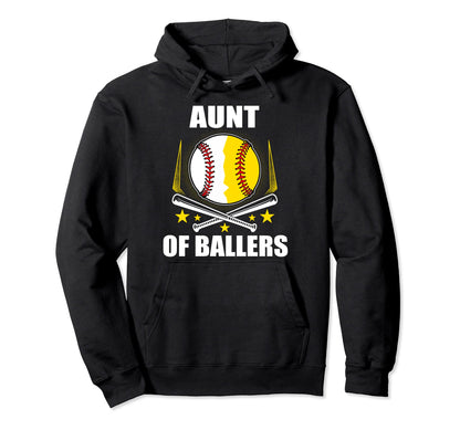 Aunt Baseball Softball Ball Fathers Hoodie - Streetwear Style Men Women - T-Shirt, Sweatshirt, Hoodie