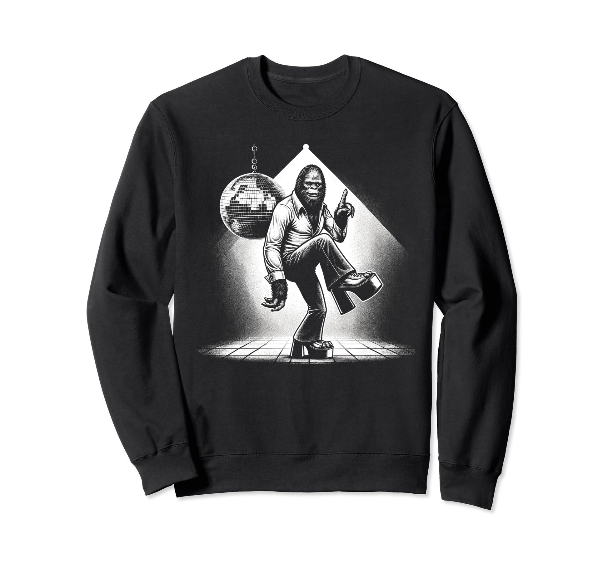 Disco Fever Bigfoot Groovy Sweatshirt - Aesthetic Graphic Men Women - T-Shirt, Sweatshirt, Hoodie
