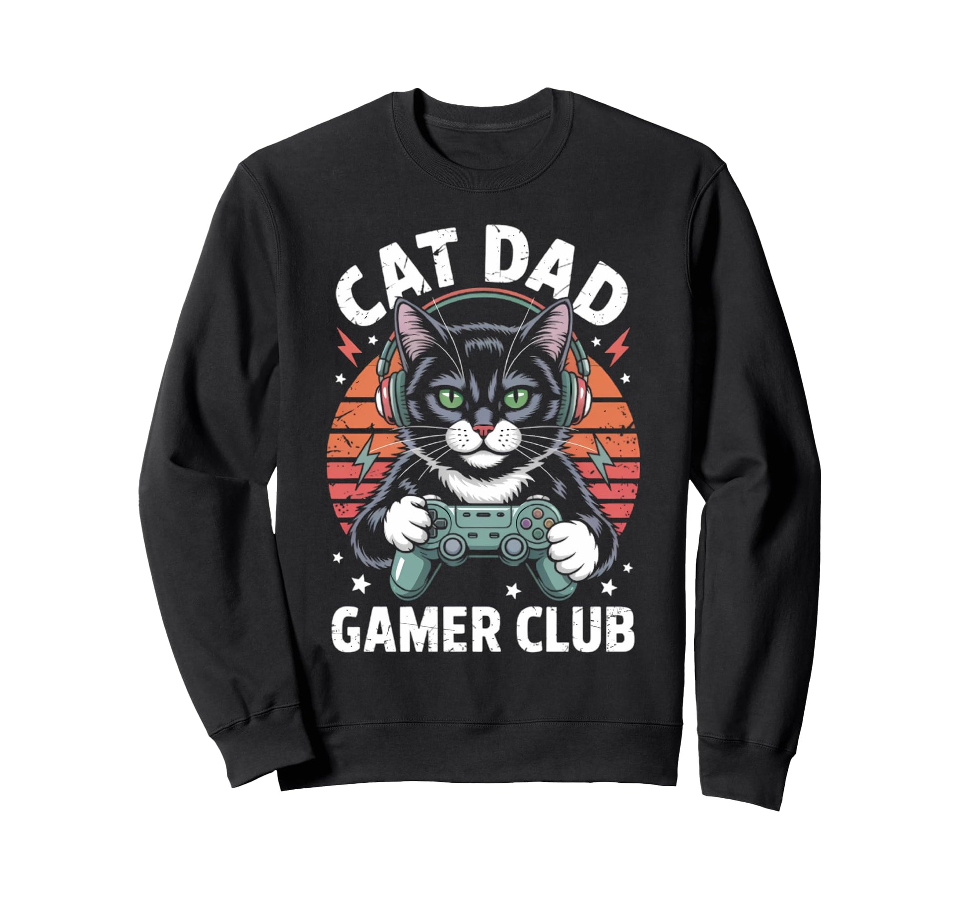 Funny Cat Dad Gamer Club Him Sweatshirt - Fun Novelty Design Men Women - T-Shirt, Sweatshirt, Hoodie