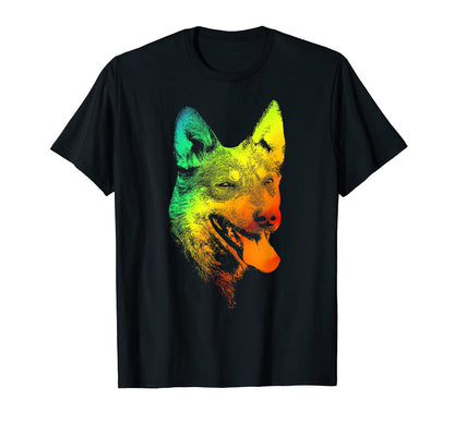 Australian Blue Heeler Colorful Rainbow T-Shirt - Novelty Apparel Men Women - T-Shirt, Sweatshirt, Hoodie