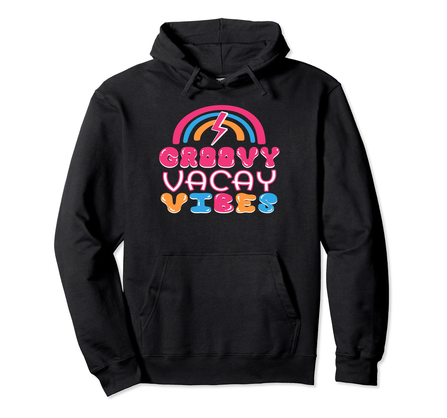 Groovy Vacay Vibes Rainbow Summer Hoodie - Aesthetic Graphic Men Women - T-Shirt, Sweatshirt, Hoodie