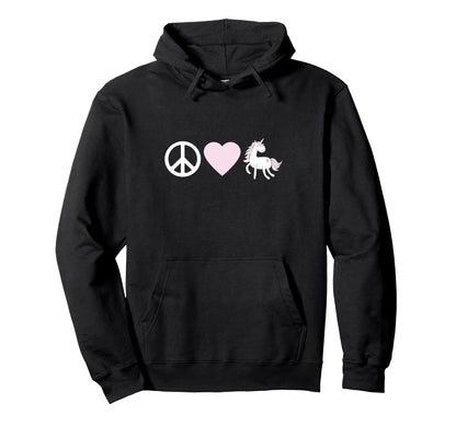 Peace Love Unicorns Hoodie - Casual Everyday Wear Unisex - T-Shirt, Sweatshirt, Hoodie