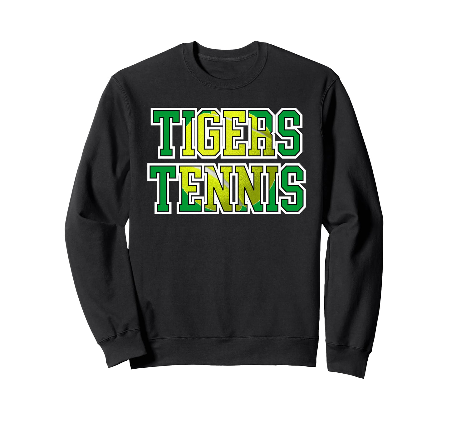 Green Tigers Tennis Mom School Sweatshirt - Trendy Graphic for Adults - T-Shirt, Sweatshirt, Hoodie