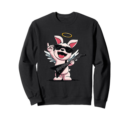 Angel Bunny Rock Music Cartoon Sweatshirt - Unique Graphic Men Women - T-Shirt, Sweatshirt, Hoodie
