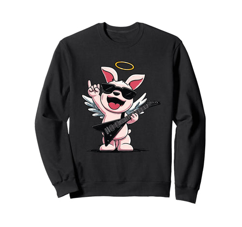 Angel Bunny Rock Music Cartoon Sweatshirt - Unique Graphic Men Women - T-Shirt, Sweatshirt, Hoodie
