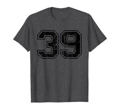 Number 39 Varsity Distressed T-Shirt - Casual Everyday Wear Men Women - T-Shirt, Sweatshirt, Hoodie