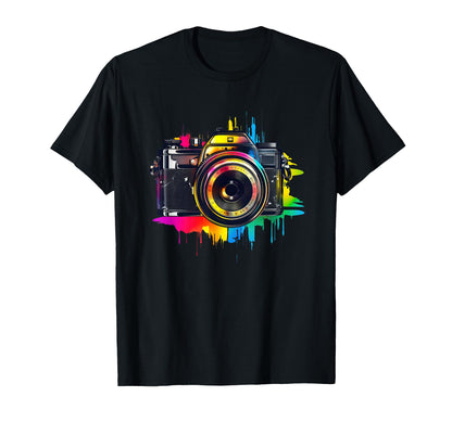 Camera Colorful Splash T-Shirt - Aesthetic Graphic Men Women - T-Shirt, Sweatshirt, Hoodie