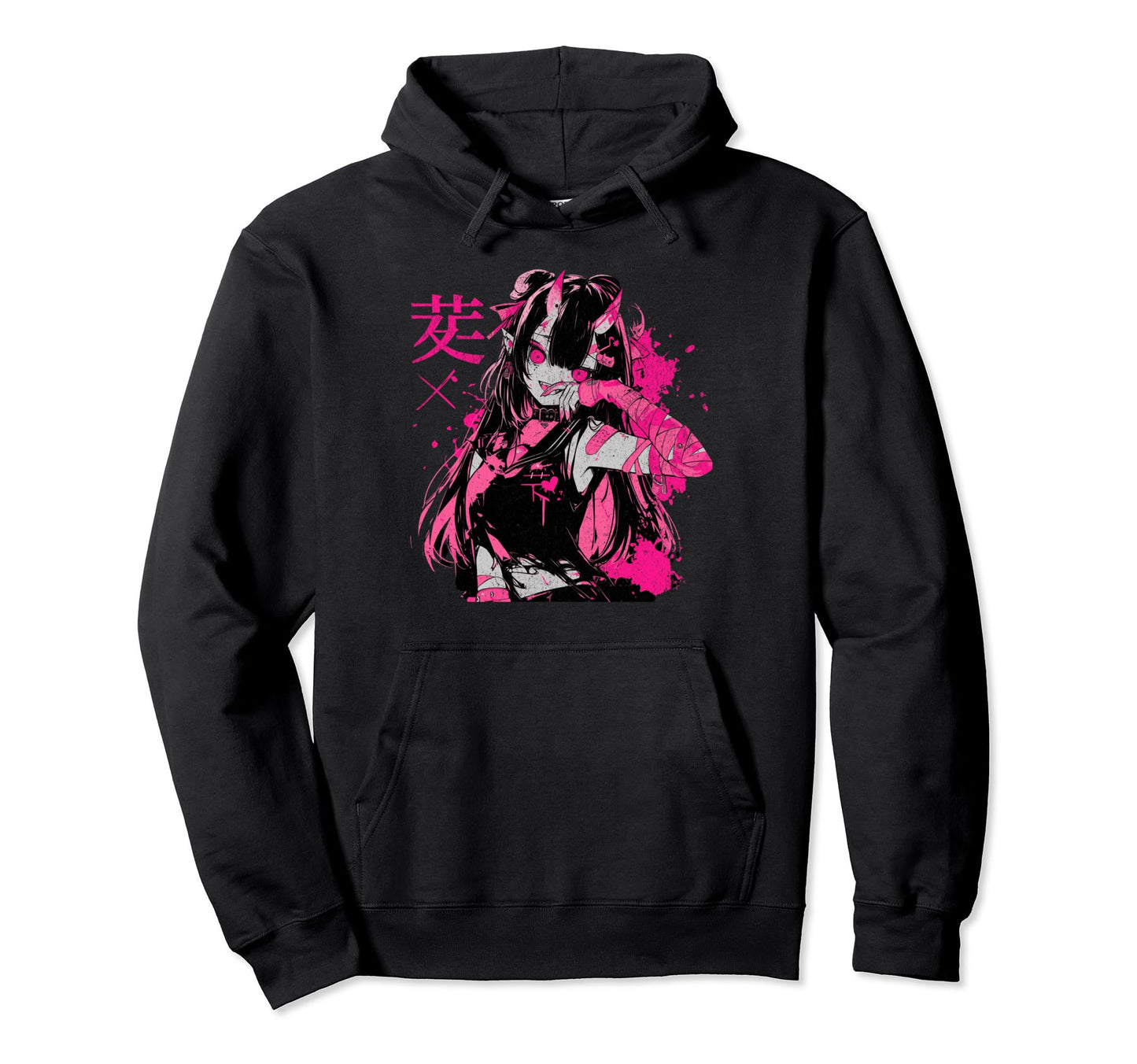 Goth Grunge Demon Anime Waifu Horror Hoodie - Custom Art Print for Adults - T-Shirt, Sweatshirt, Hoodie