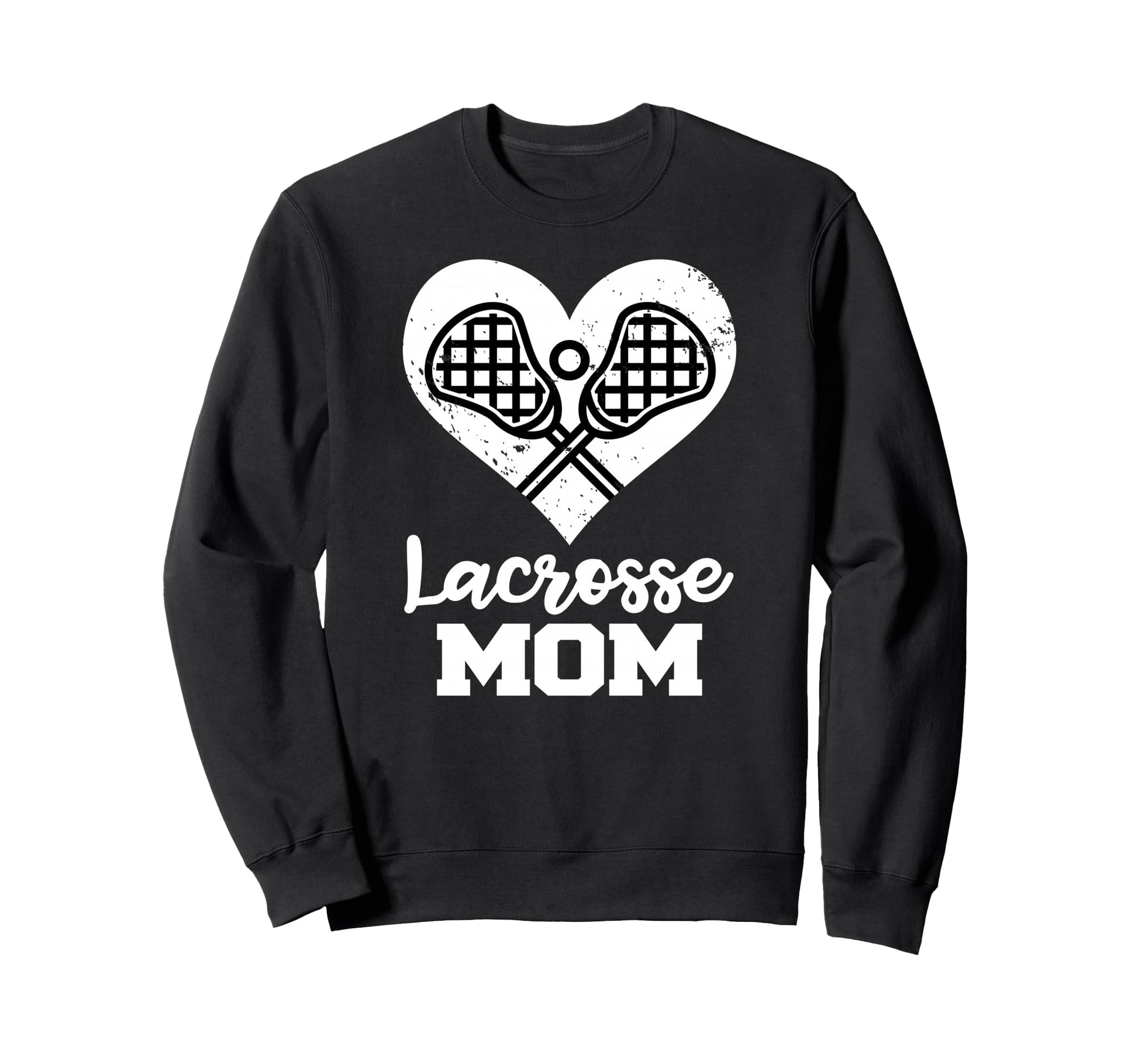 Lacrosse Mom Heart Funny Crossed Sweatshirt - Unique Graphic Men Women - T-Shirt, Sweatshirt, Hoodie