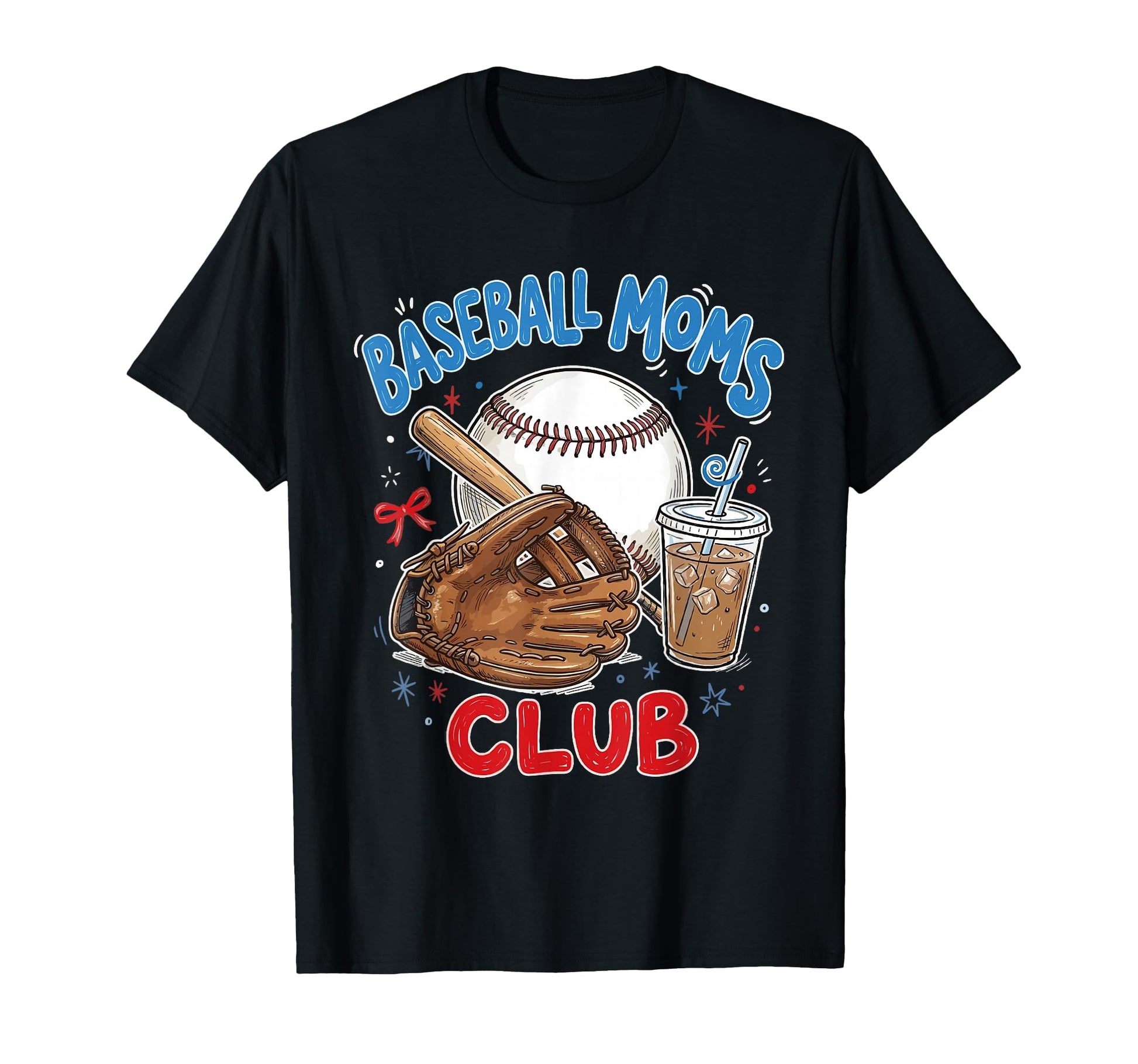 Baseball Moms Club Iced Coffee T-Shirt - Minimalist Print for Adults - T-Shirt, Sweatshirt, Hoodie