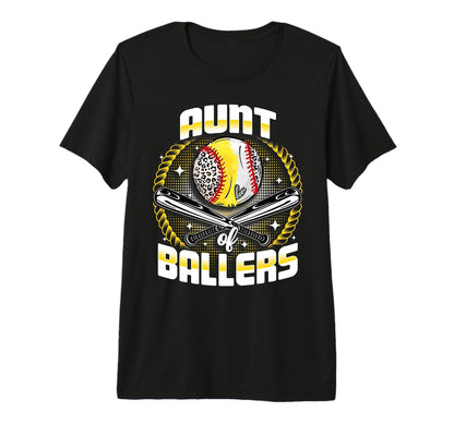 Baseball Softball Aunt Ballers T-Shirt - Custom Art Print for Adults - T-Shirt, Sweatshirt, Hoodie