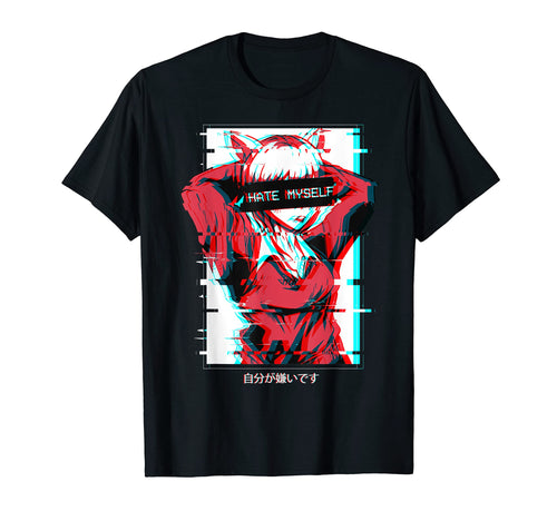Hate Myself Anime Japanese Vaporwave T-Shirt - Trendy Graphic Unisex - T-Shirt, Sweatshirt, Hoodie