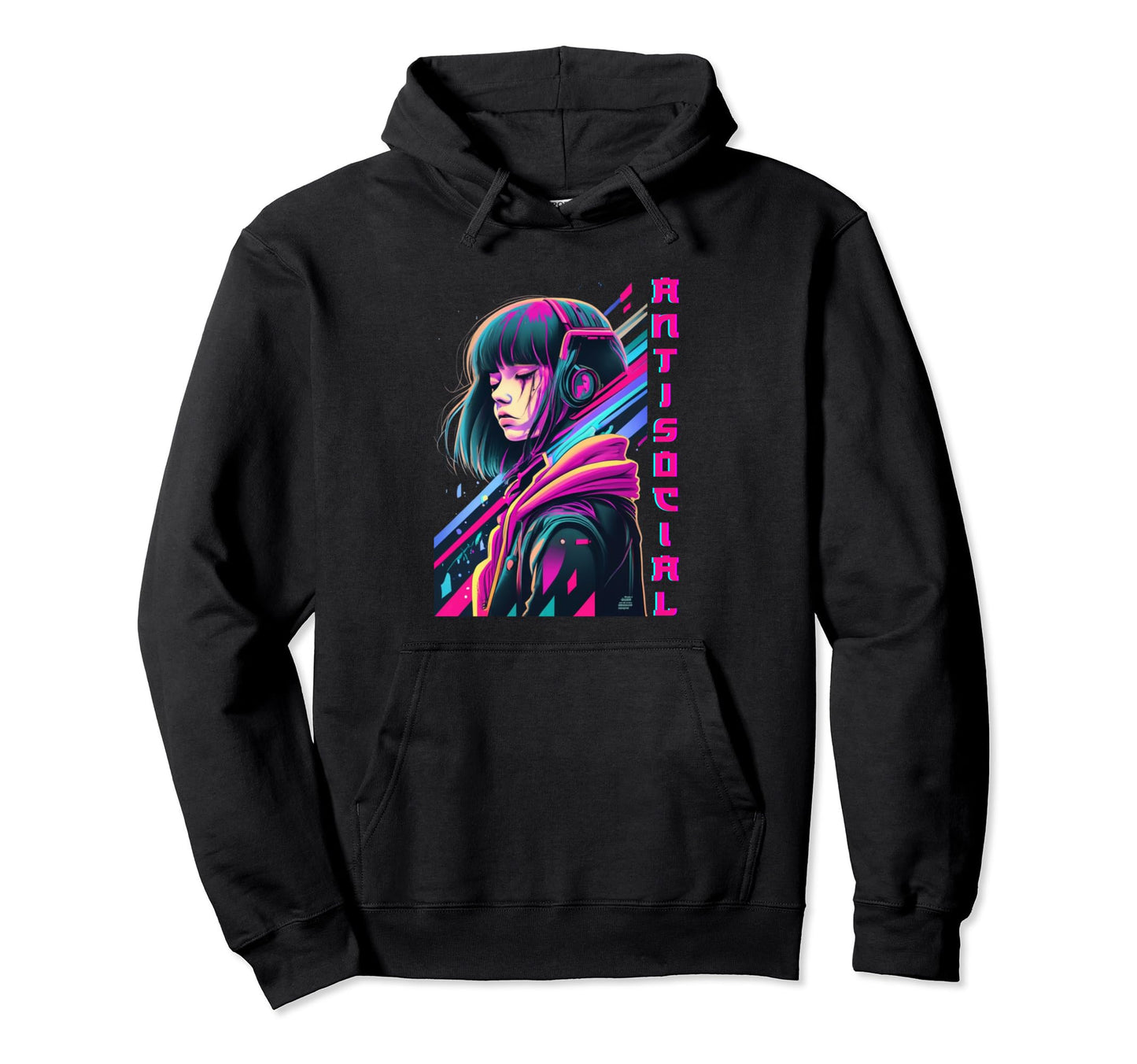 Antisocial Vaporwave Anime Japanese Hoodie - Novelty Apparel Men Women - T-Shirt, Sweatshirt, Hoodie