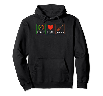 Uke Ukulele Player Ukulelist Peace Hoodie - Aesthetic Graphic Men Women - T-Shirt, Sweatshirt, Hoodie
