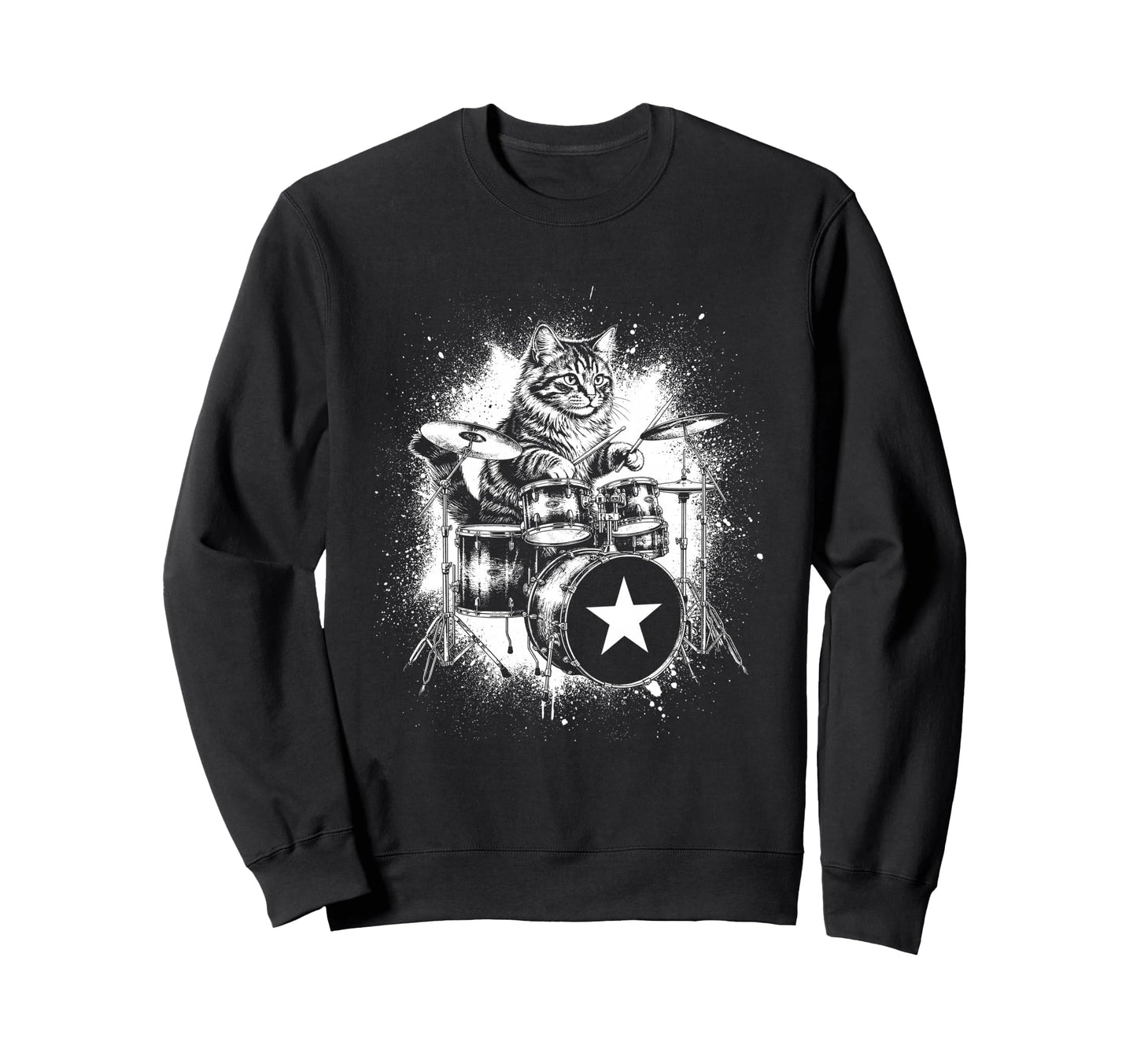 Rock Punk Rockstar Kitten Cat Sweatshirt - Casual Everyday Wear for Adults - T-Shirt, Sweatshirt, Hoodie