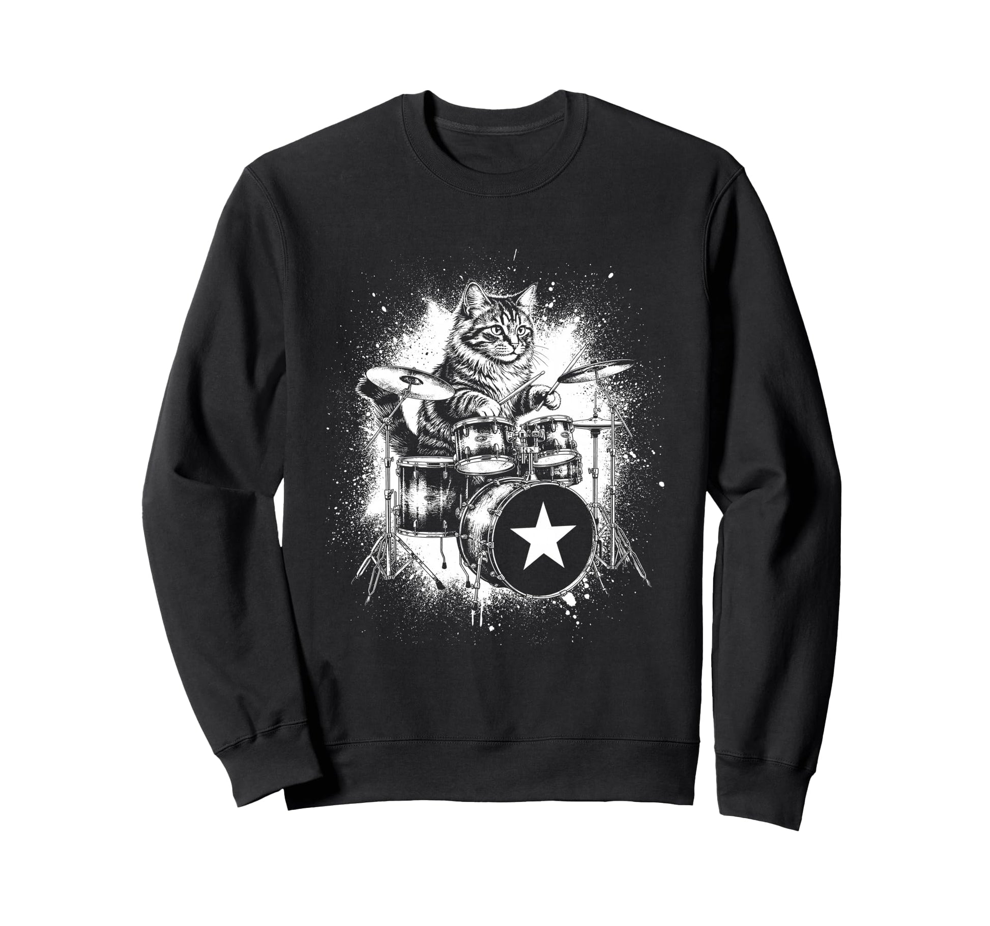 Rock Punk Rockstar Kitten Cat Sweatshirt - Casual Everyday Wear for Adults - T-Shirt, Sweatshirt, Hoodie