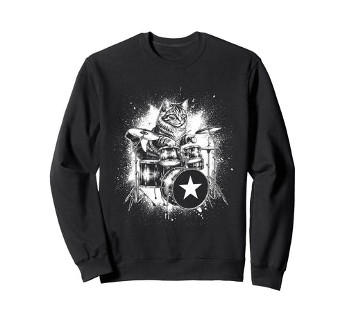 Rock Punk Rockstar Kitten Cat Sweatshirt - Casual Everyday Wear for Adults - T-Shirt, Sweatshirt, Hoodie