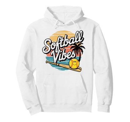 Softball Vibes Groovy Game Day Hoodie - Casual Everyday Wear Unisex - T-Shirt, Sweatshirt, Hoodie