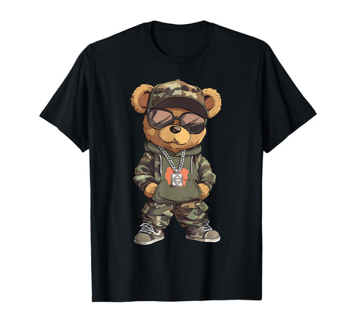 Hip Hop Music Teddy Sunglasses T-Shirt - Minimalist Print Unisex - T-Shirt, Sweatshirt, Hoodie