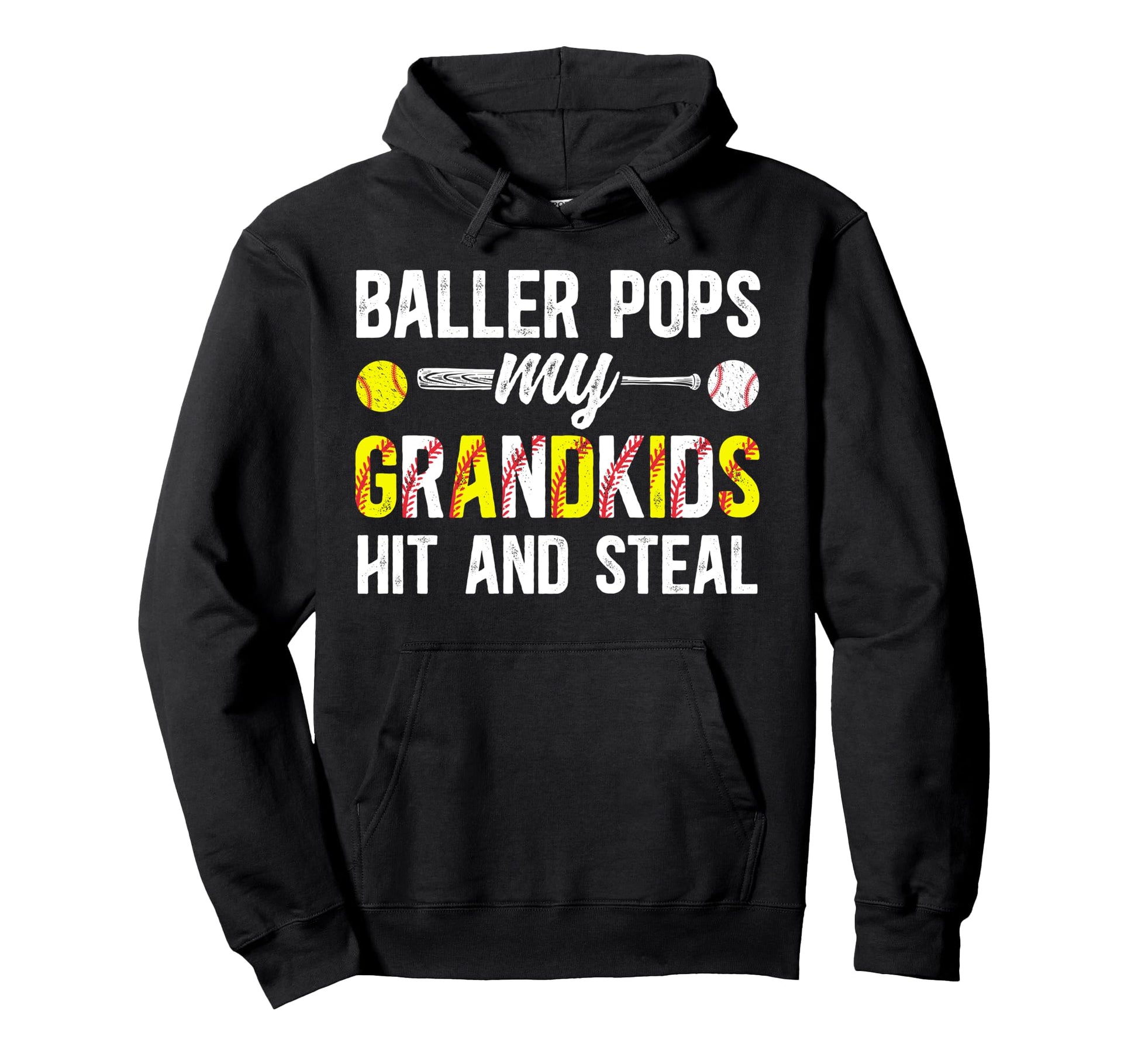 Baller Pops Funny Baseball Softball Hoodie - Fun Novelty Design for Adults - T-Shirt, Sweatshirt, Hoodie