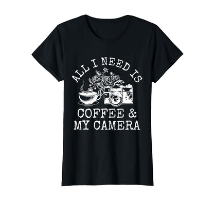 Photographer Coffee Camera Camera Funny T-Shirt - Minimalist Print Unisex - T-Shirt, Sweatshirt, Hoodie