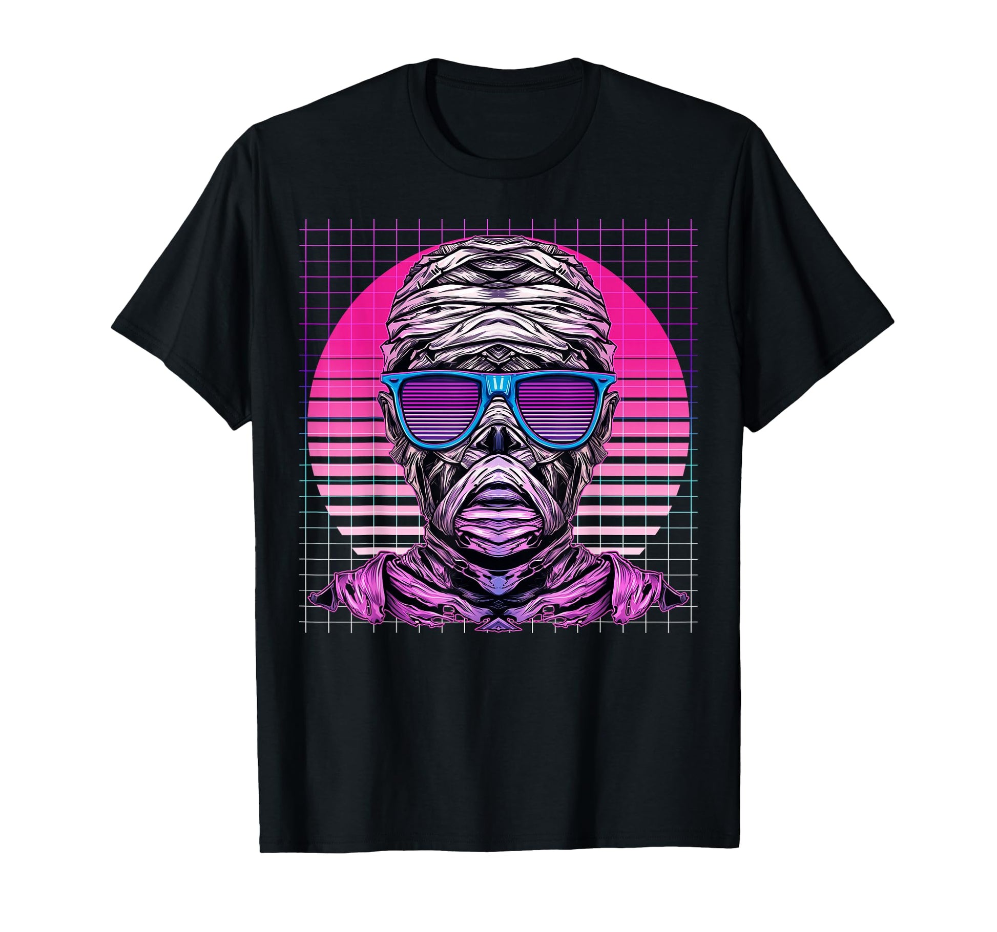 Mummy Sunglasses Halloween Vaporwave T-Shirt - Custom Art Print for Adults - T-Shirt, Sweatshirt, Hoodie
