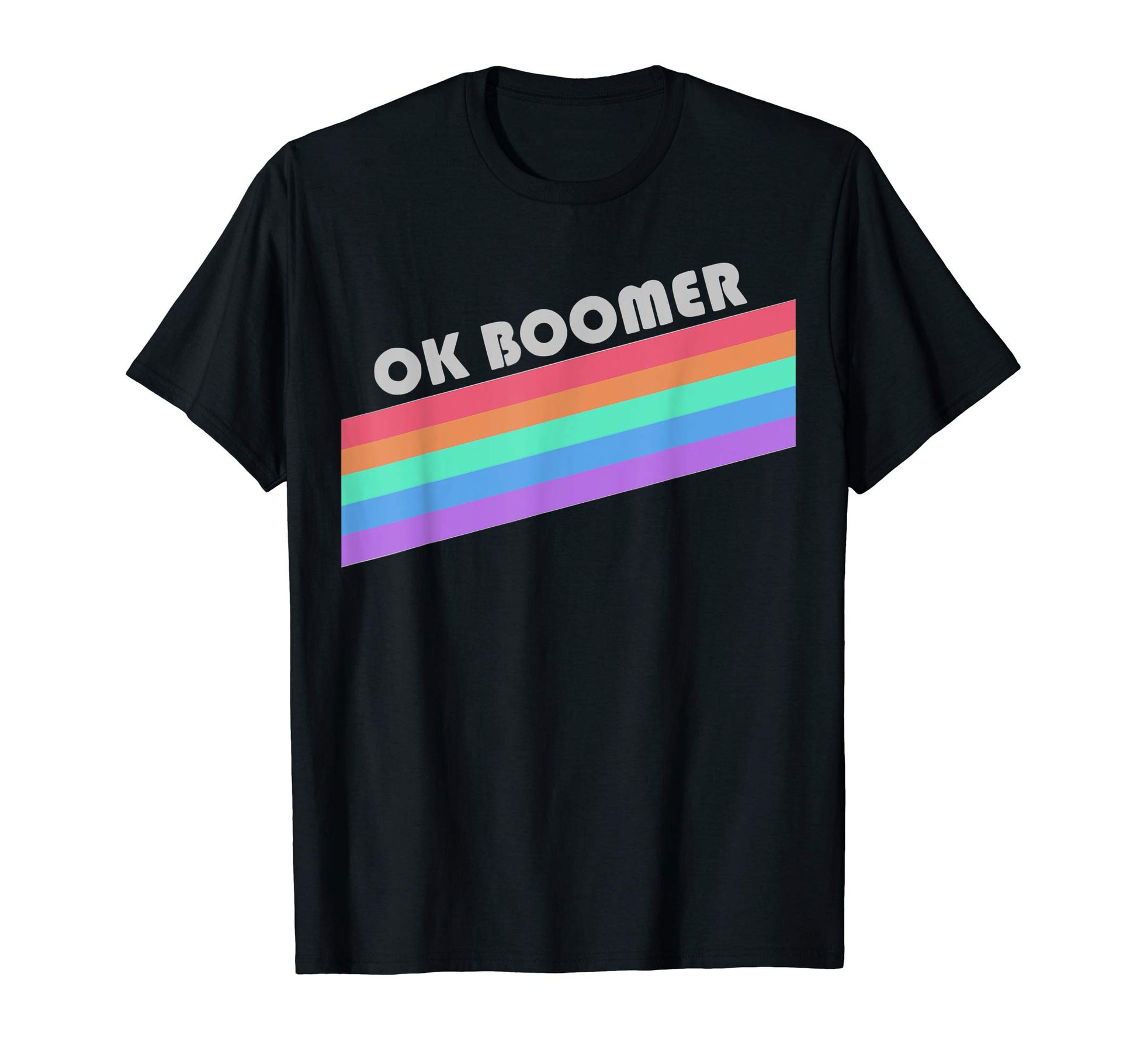 Ok Boomer Rainbow Stripe Pride T-Shirt - Streetwear Style for Adults - T-Shirt, Sweatshirt, Hoodie