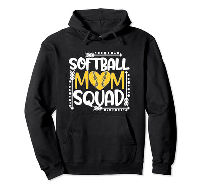 Softball Mom Squad Parent Support Hoodie - Casual Everyday Wear for Adults - T-Shirt, Sweatshirt, Hoodie
