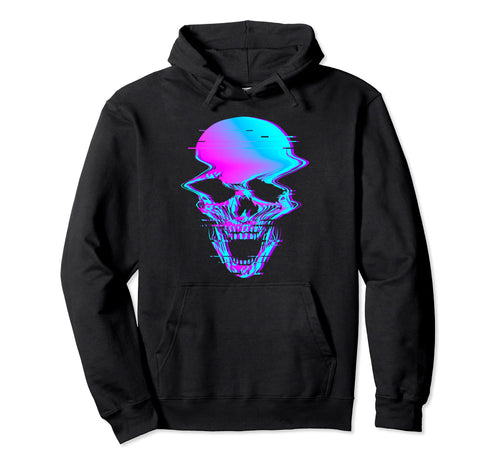 Skull Glitch Creepy Eboy Egirl Vaporwave Hoodie - Trendy Graphic Men Women - T-Shirt, Sweatshirt, Hoodie