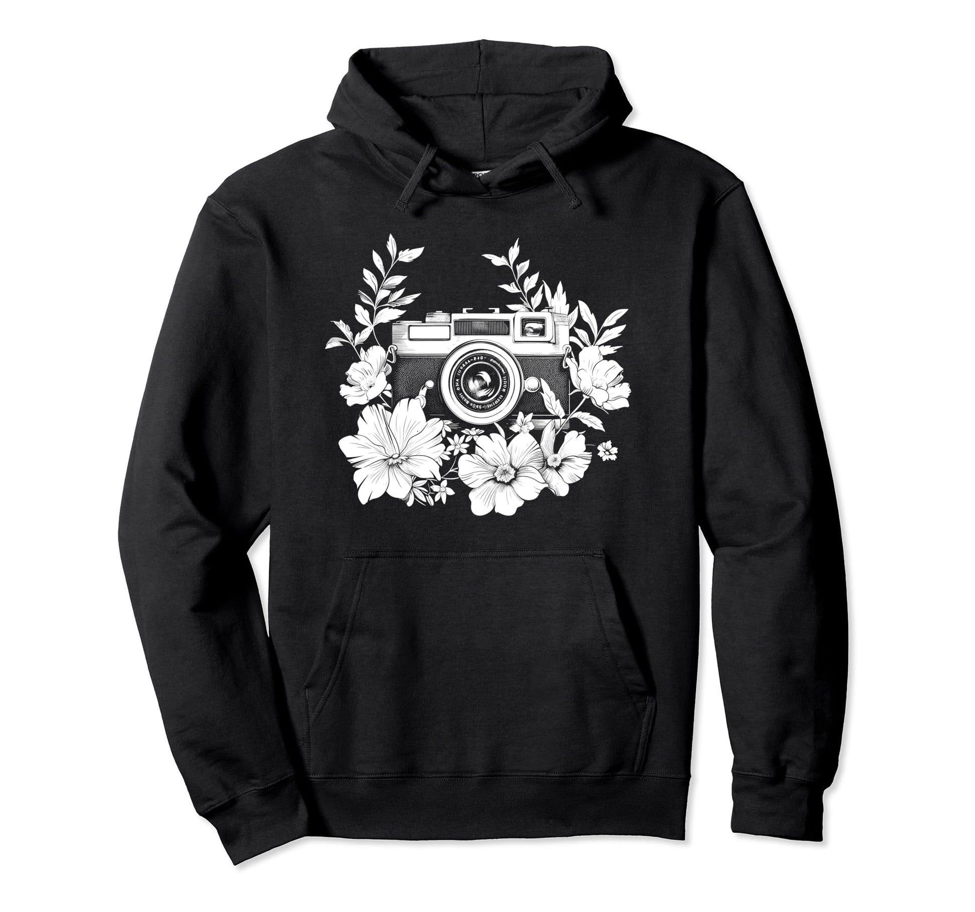 Photographer Camera Flowers Hoodie - Custom Art Print for Adults - T-Shirt, Sweatshirt, Hoodie