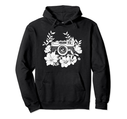 Photographer Camera Flowers Hoodie - Custom Art Print for Adults - T-Shirt, Sweatshirt, Hoodie