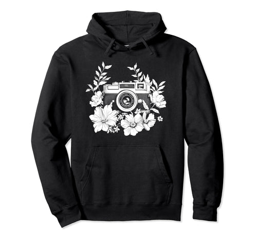 Photographer Camera Flowers Hoodie - Custom Art Print for Adults - T-Shirt, Sweatshirt, Hoodie