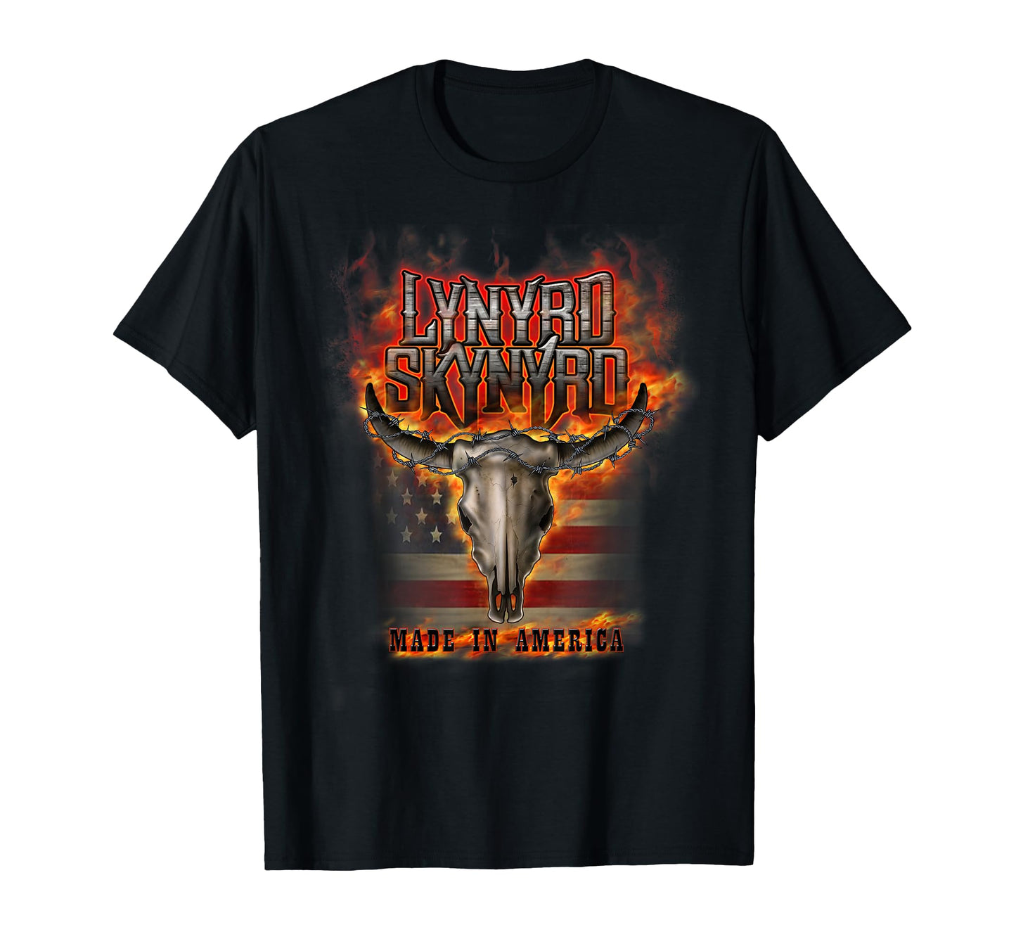Lynyrd Skynyrd America Flag Steer T-Shirt - Minimalist Print for Adults - T-Shirt, Sweatshirt, Hoodie