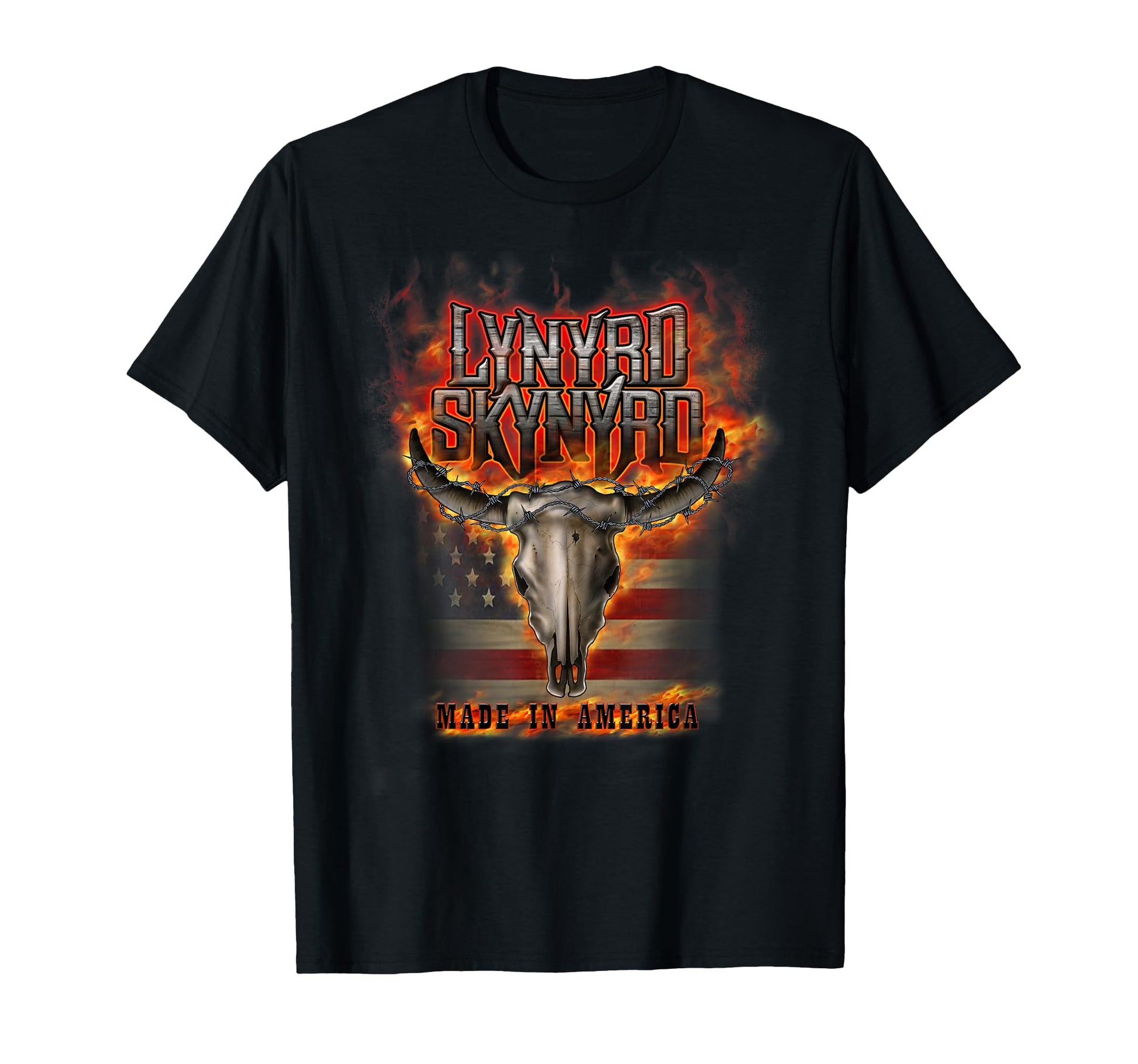 Lynyrd Skynyrd America Flag Steer T-Shirt - Minimalist Print for Adults - T-Shirt, Sweatshirt, Hoodie