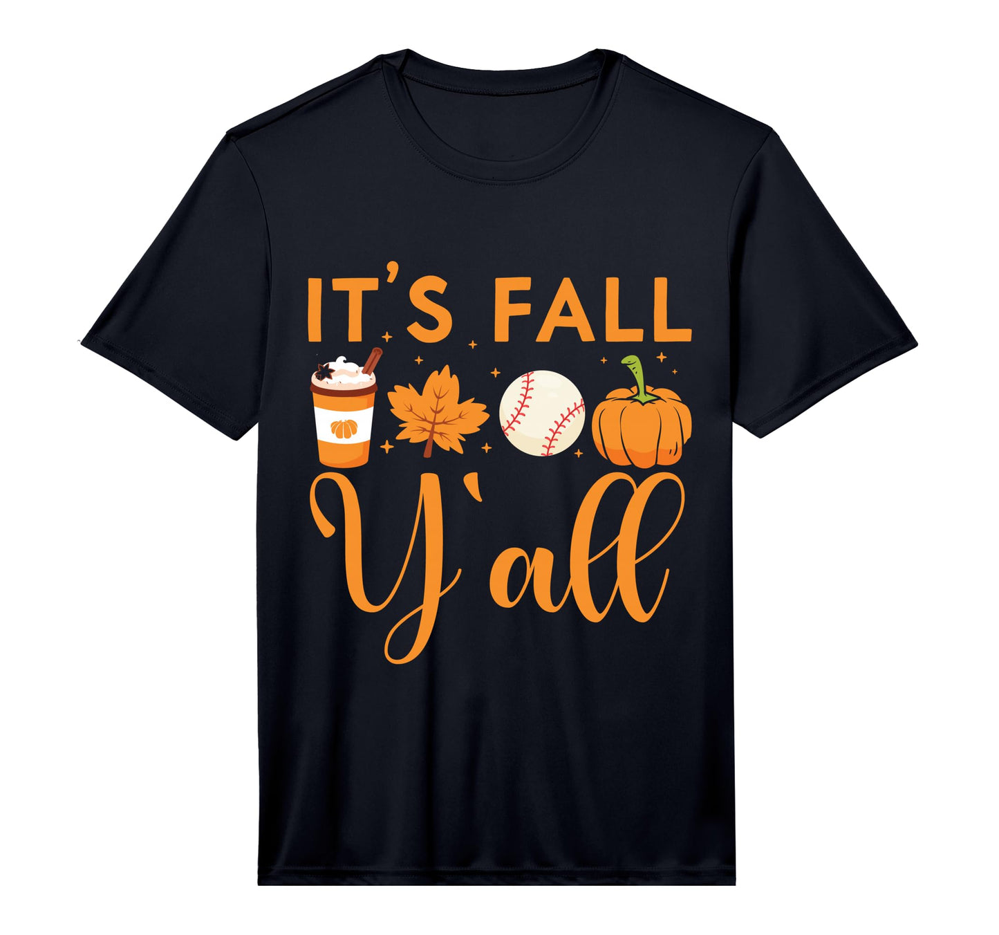 Its Fall Yall Pumpkin Leaf Latte T-Shirt - Fun Novelty Design for Adults - T-Shirt, Sweatshirt, Hoodie