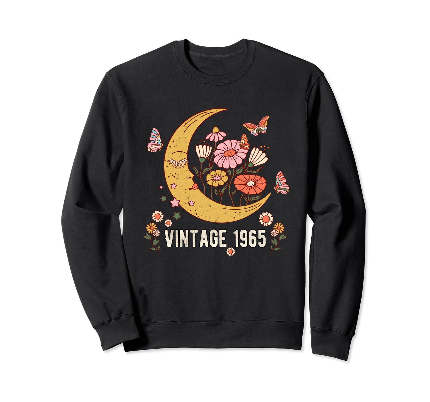 1965 Boho Moon Flower Butterfly 59Th Sweatshirt - Graphic Print Unisex - T-Shirt, Sweatshirt, Hoodie